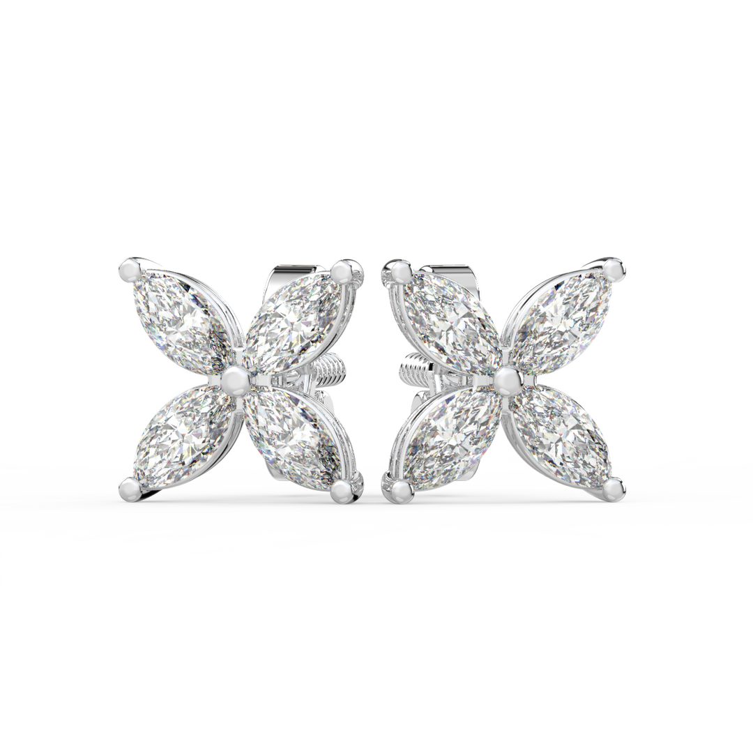 Marquise Flower Lab Grown Diamond Earrings by Stefee