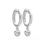 Load image into Gallery viewer, Lab Grown Diamond Bezel Drop Huggie Hoops Earrings by Stefee