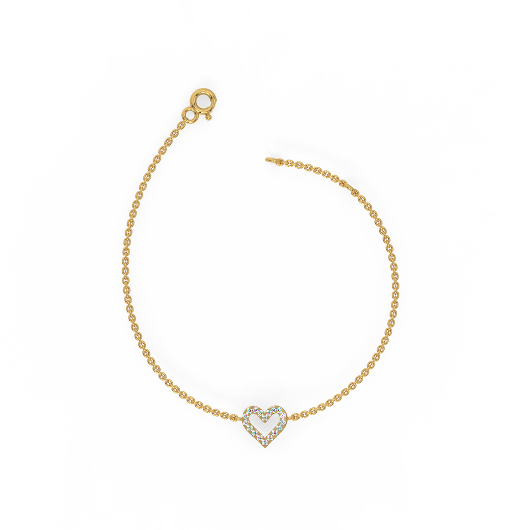 Open Heart Chain Lab Grown Diamond Bracelet by Stefee
