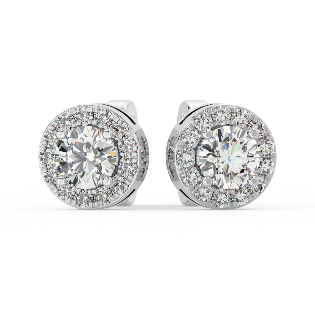 Lab Grown Diamond Round Halo Studs Earrings by Stefee