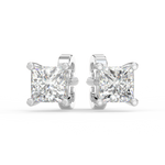 Load image into Gallery viewer, Solitaire Princess Lab Grown Diamond Studs Earrings by Stefee
