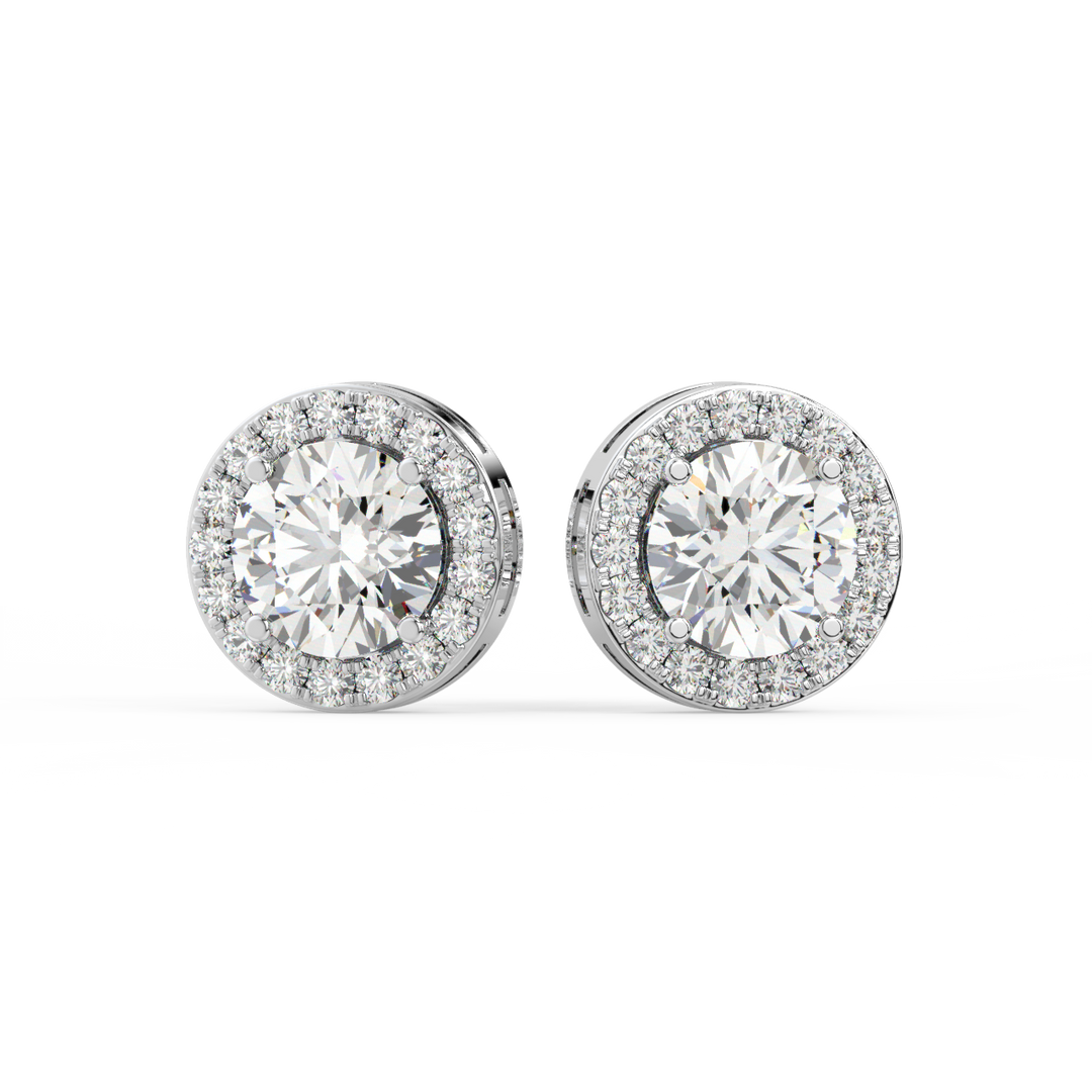 Lab Grown Diamond Round Halo Studs Earrings by Stefee