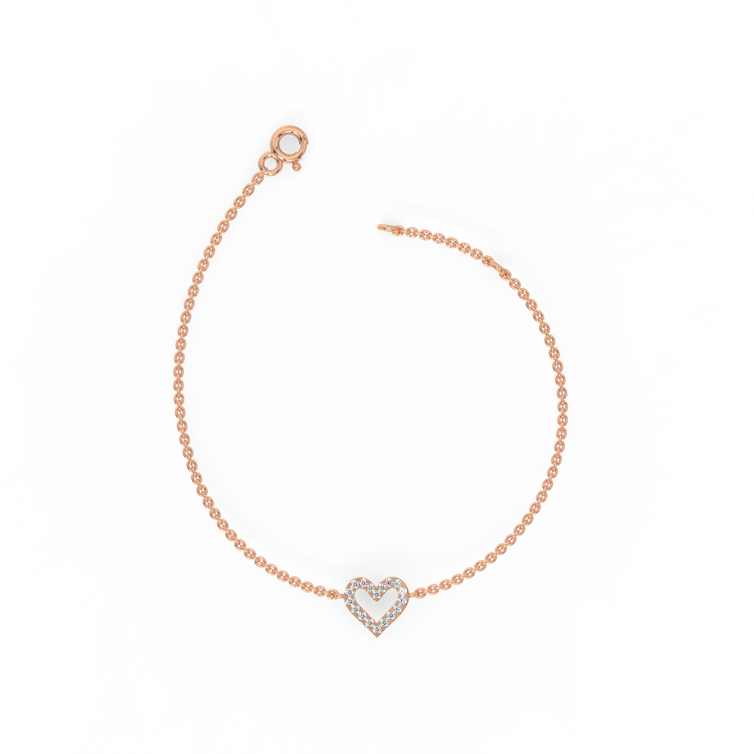 Open Heart Chain Lab Grown Diamond Bracelet by Stefee