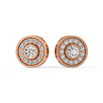 Load image into Gallery viewer, Trailing Round Halo Lab Grown Diamond Studs Earrings by Stefee