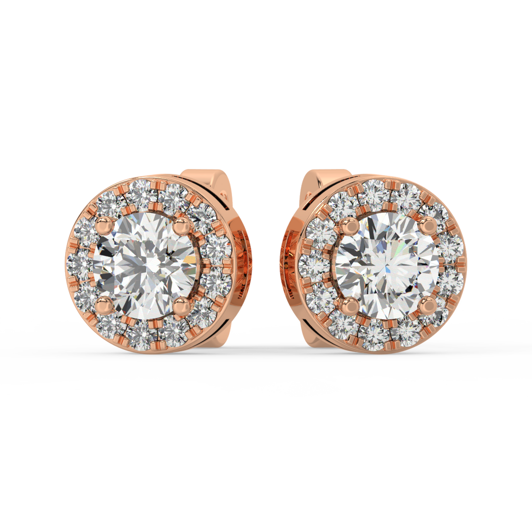 Lab Grown Diamond Round Halo Studs Earrings by Stefee