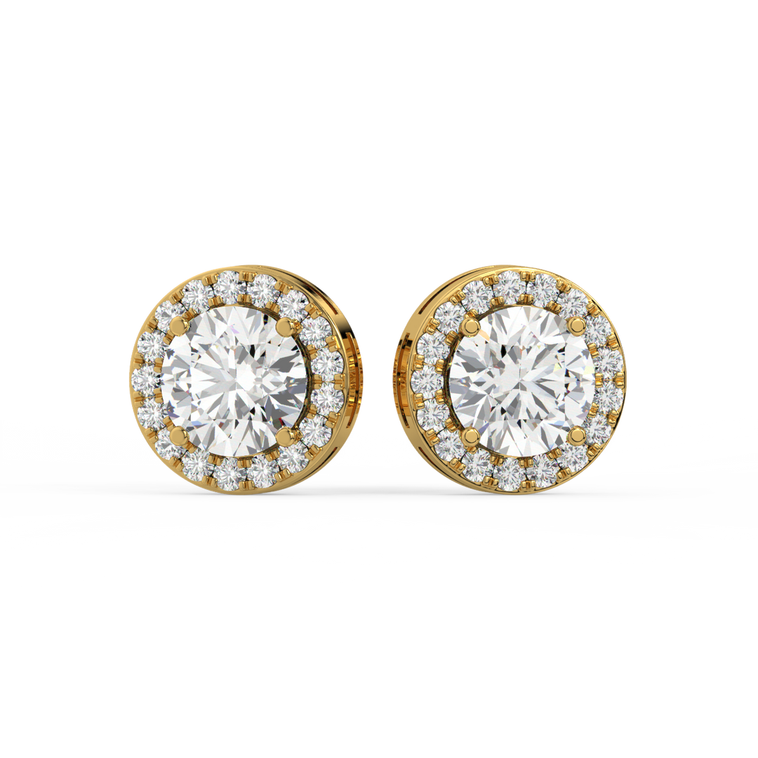 Lab Grown Diamond Round Halo Studs Earrings by Stefee