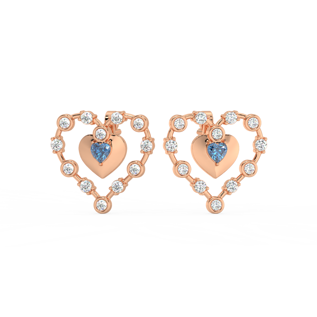 Connected Hearts  Lab Grown Diamond Studs By Stefee Jewels