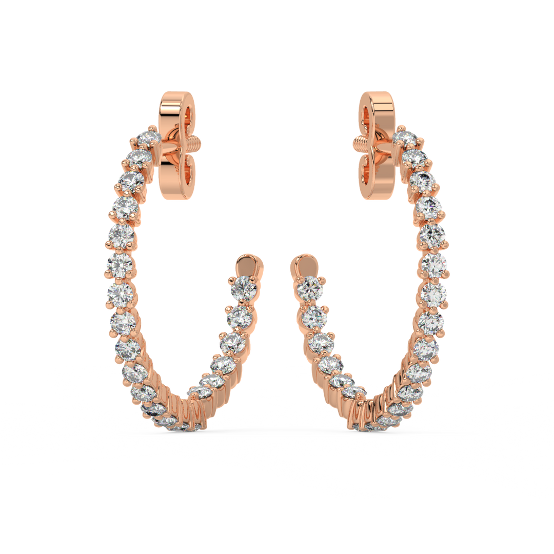 Inside-out Hoop Lab Grown Diamond Earrings by Stefee