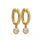 Load image into Gallery viewer, Lab Grown Diamond Bezel Drop Huggie Hoops Earrings by Stefee