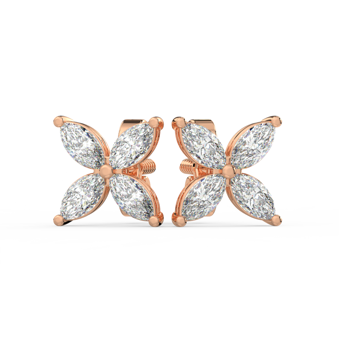 Marquise Flower Lab Grown Diamond Earrings by Stefee