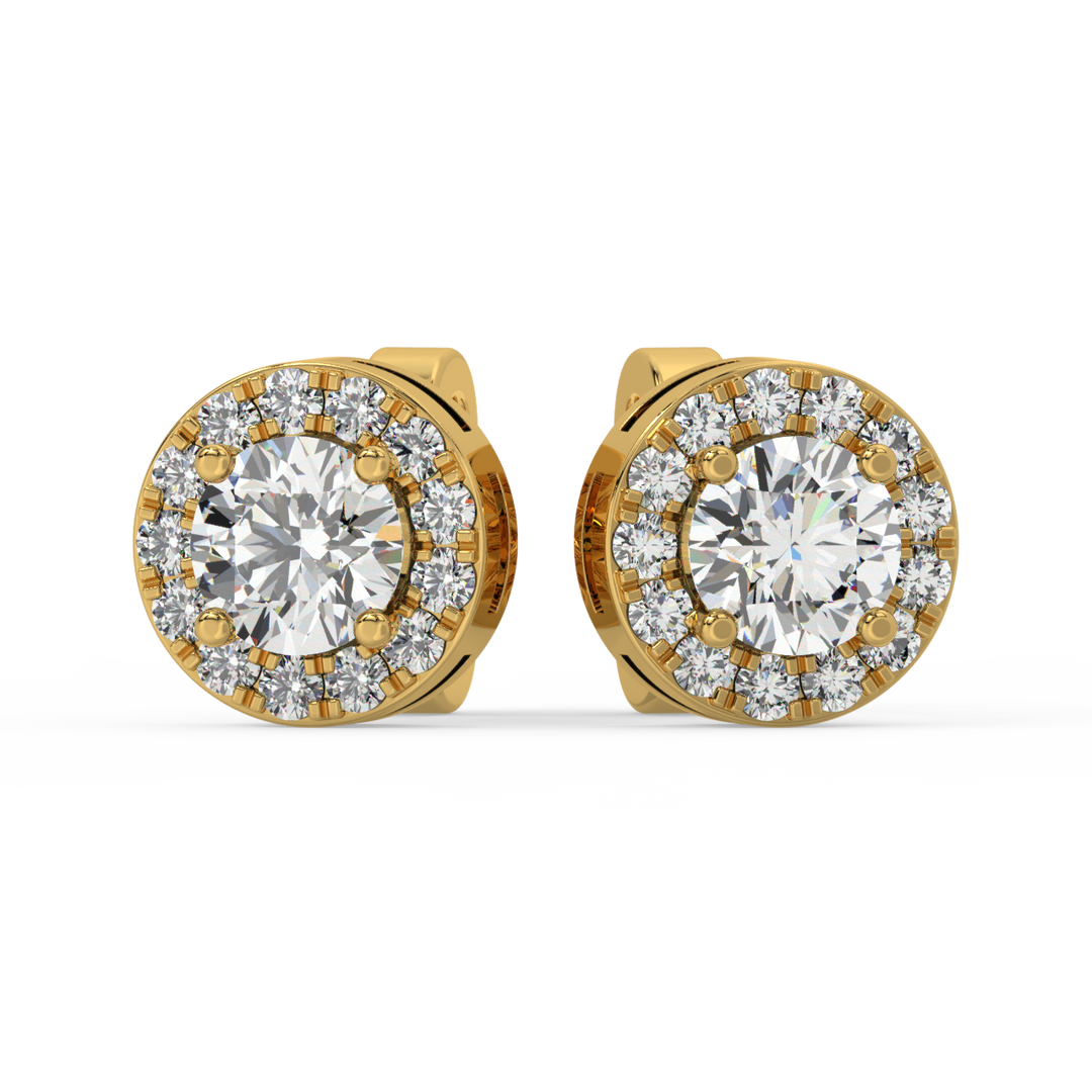 Lab Grown Diamond Round Halo Studs Earrings by Stefee