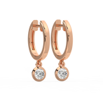 Load image into Gallery viewer, Lab Grown Diamond Bezel Drop Huggie Hoops Earrings by Stefee