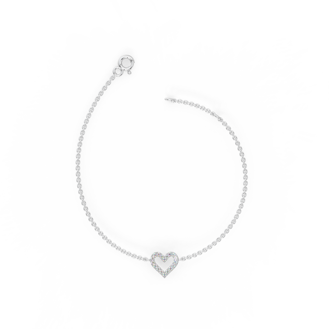 Open Heart Chain Lab Grown Diamond Bracelet by Stefee
