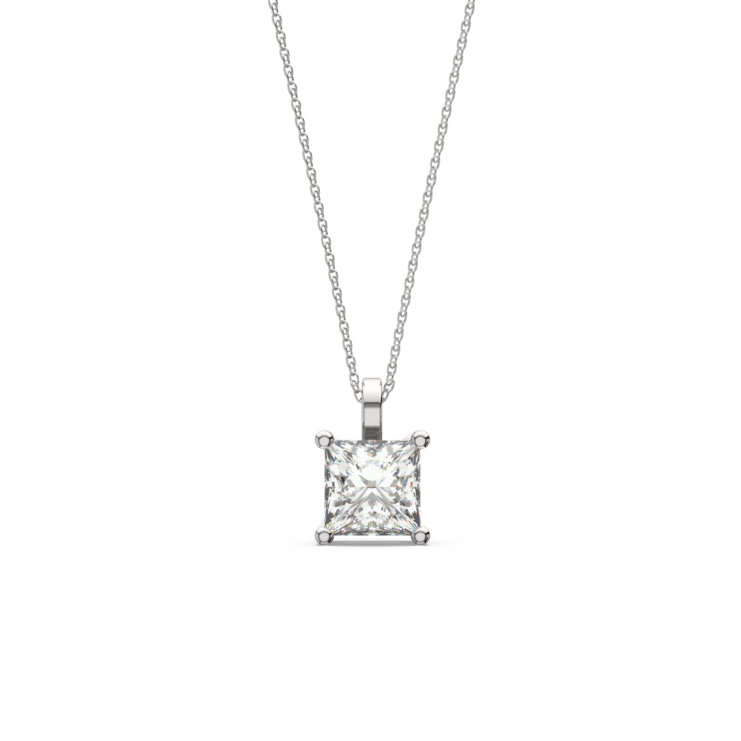 Solitaire Princess Lab Grown Diamonds Pendant by Stefee