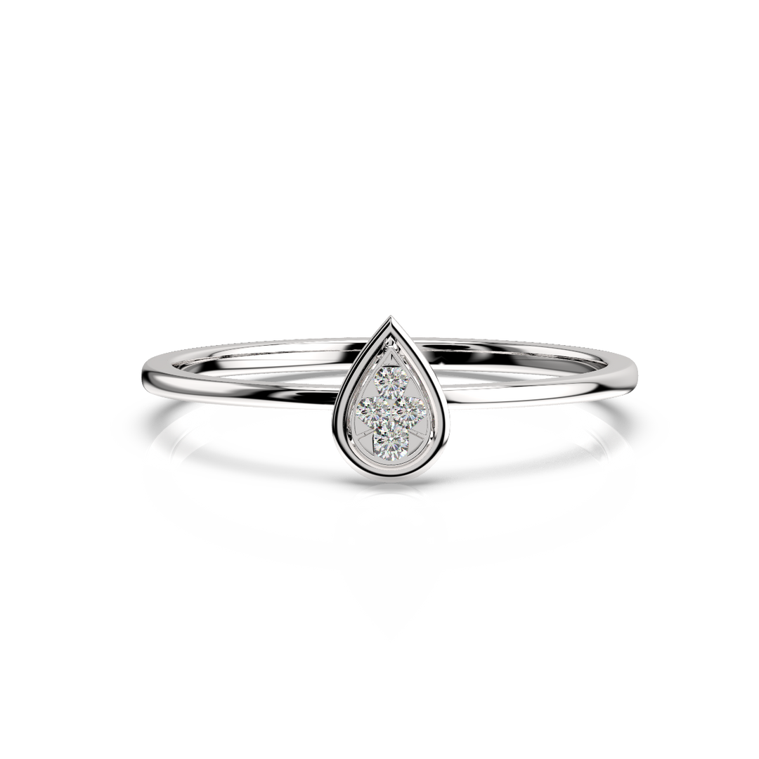 Pear Shaped with Round Clustered Lab Grown Diamond Ring by Stefee Jewels