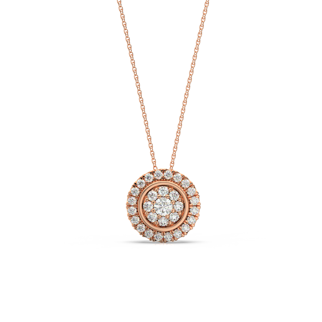 Double Halo Necklace with Pink Lab Grown Diamonds by Stefee