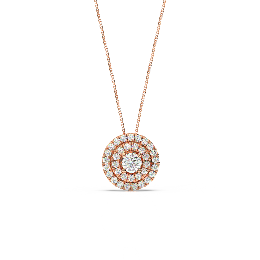 Double Round Halo Lab Grown Diamond Necklace by Stefee