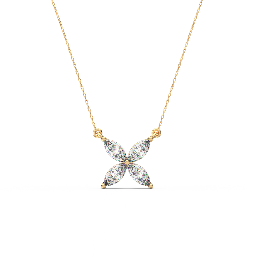 Marquise Flower Lab Grown Diamonds Necklace by Stefee