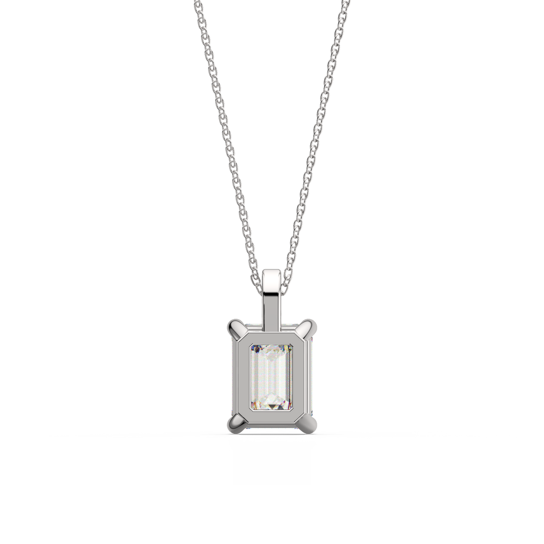 Solitaire Emerald Lab Grown Diamonds Pendant by Stefee