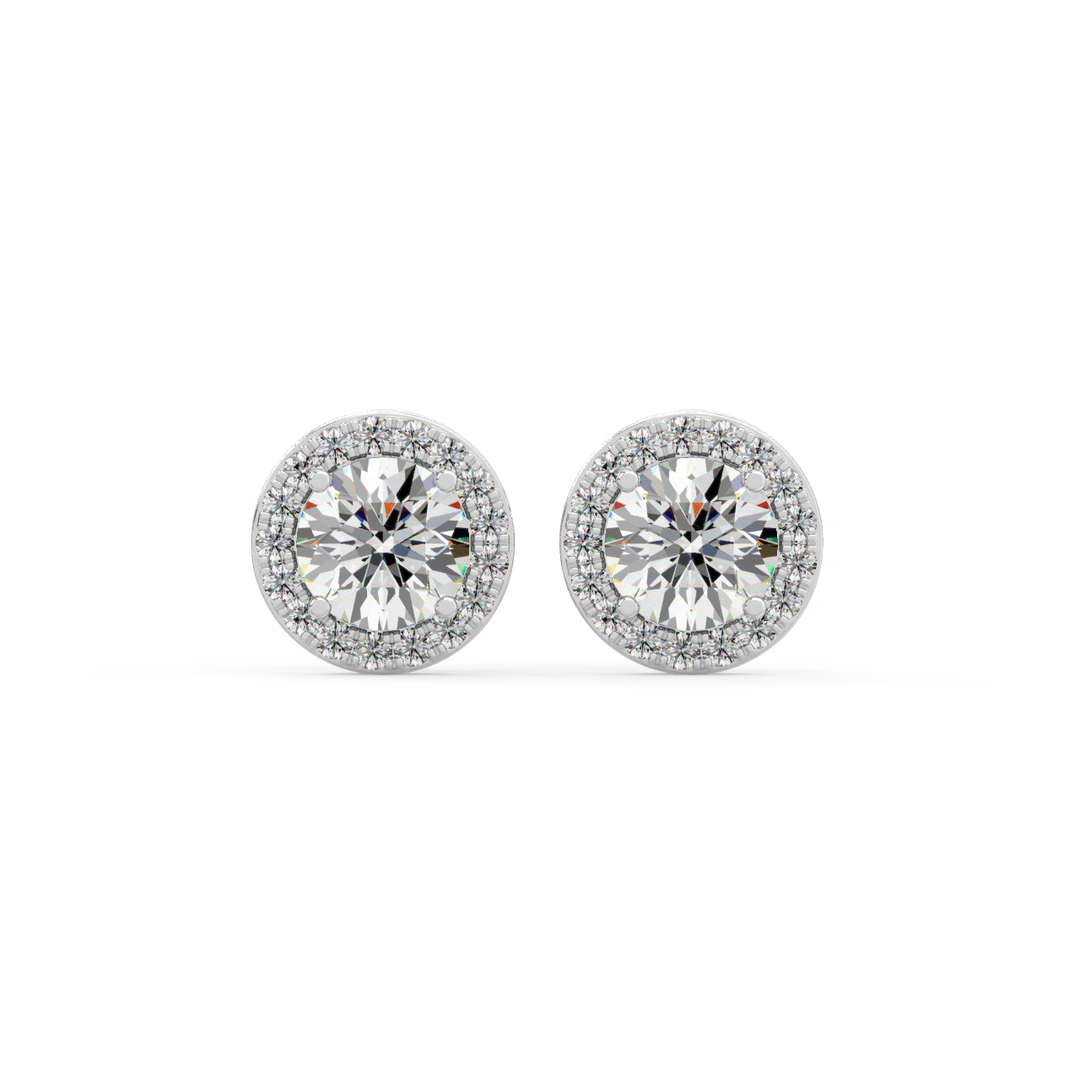 Lab Grown Diamond Round Halo Studs Earrings by Stefee