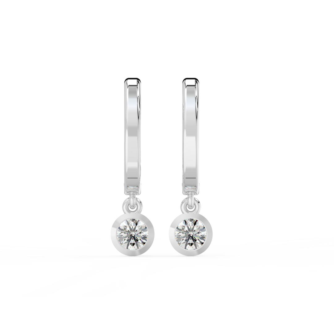Lab Grown Diamond Bezel Drop Huggie Hoops Earrings by Stefee