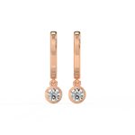 Load image into Gallery viewer, Lab Grown Diamond Bezel Drop Huggie Hoops Earrings by Stefee