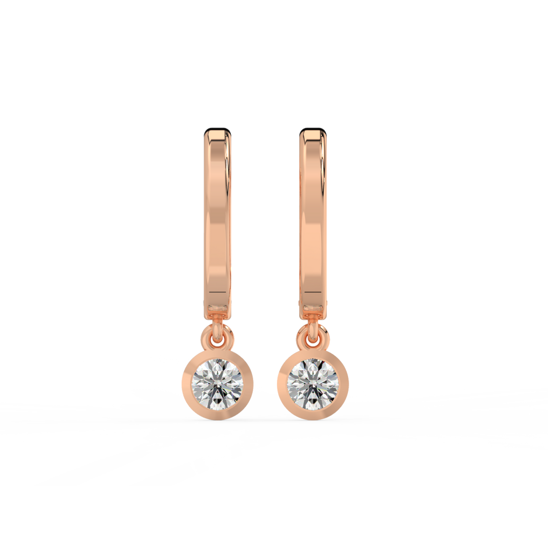 Lab Grown Diamond Bezel Drop Huggie Hoops Earrings by Stefee