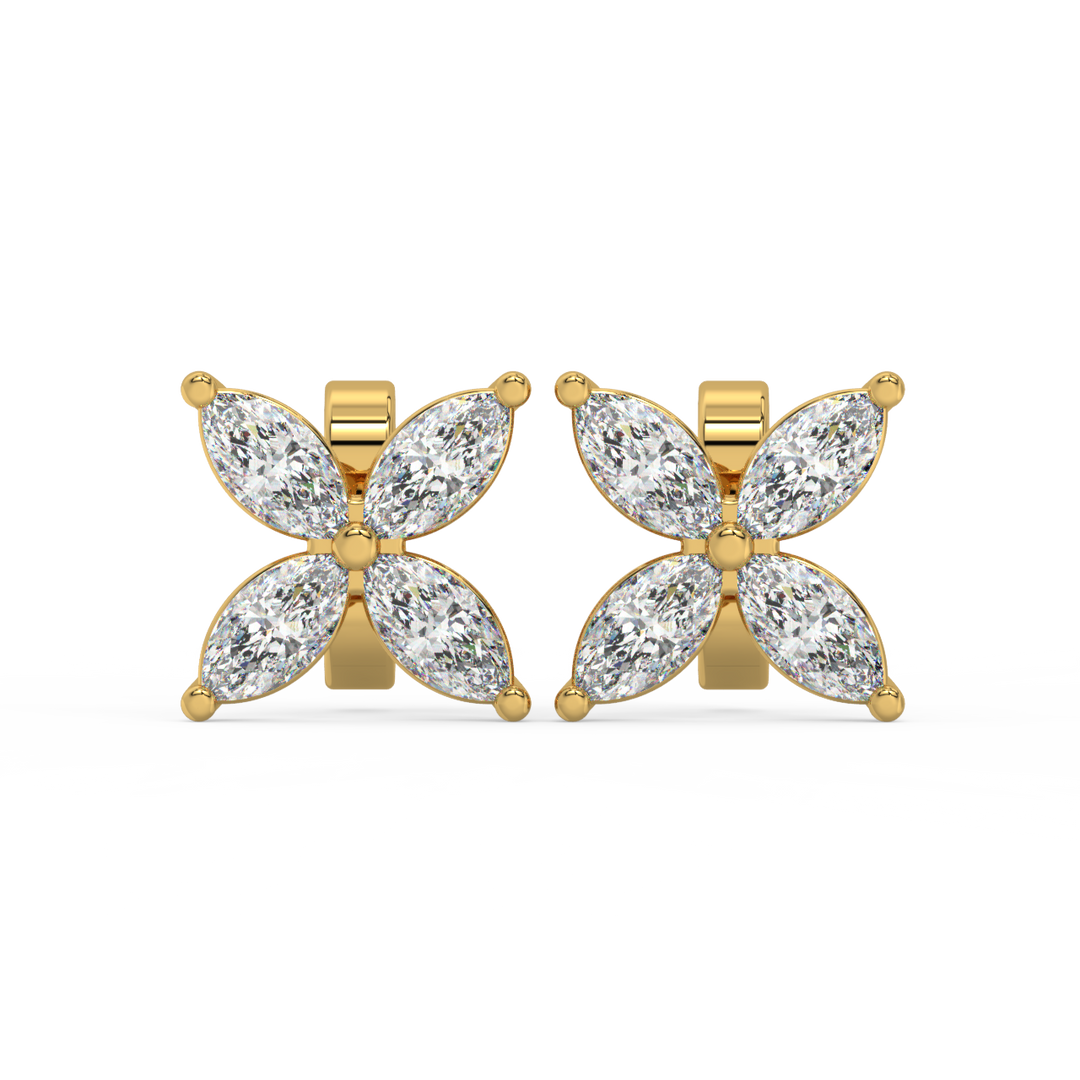Marquise Flower Lab Grown Diamond Earrings by Stefee