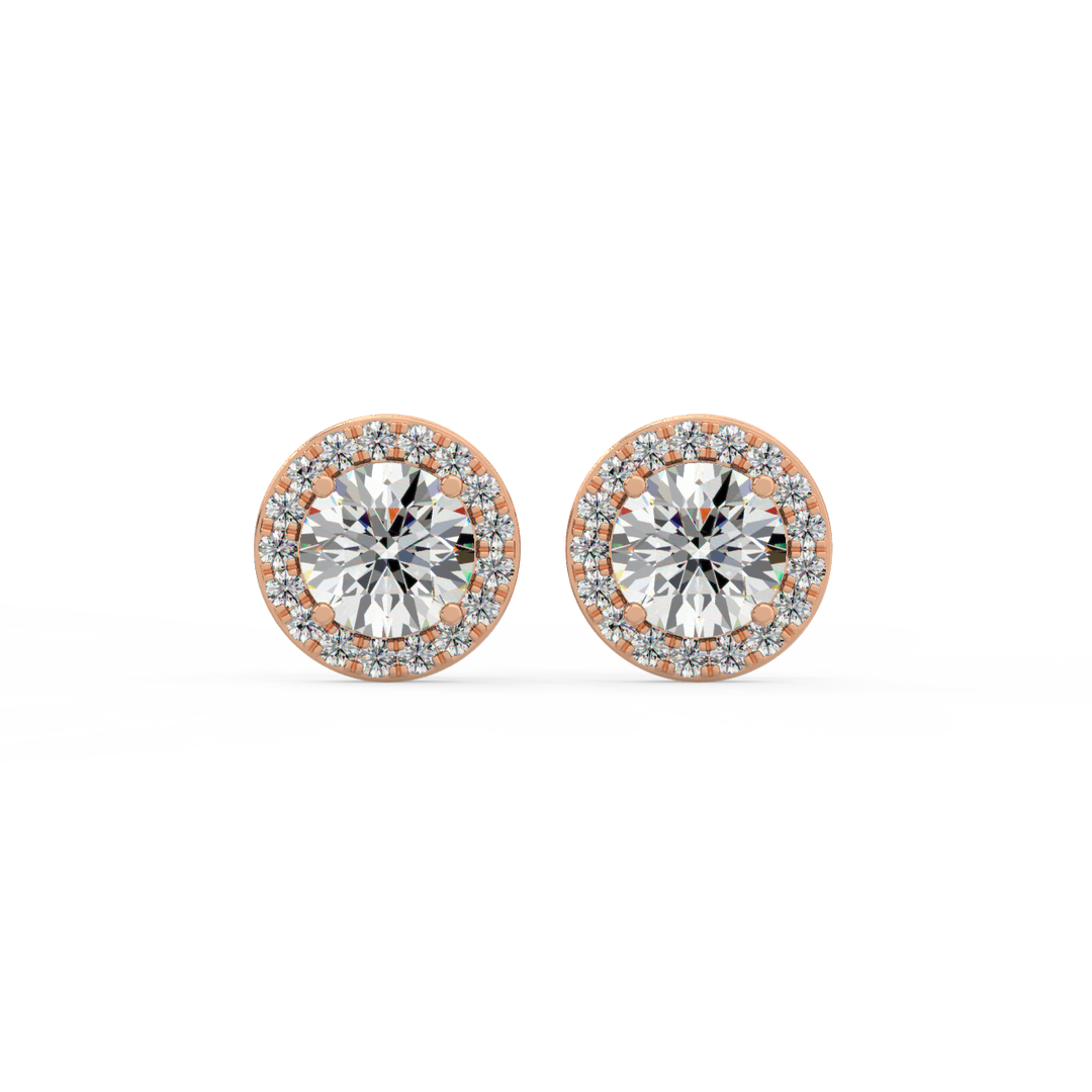 Lab Grown Diamond Round Halo Studs Earrings by Stefee