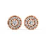 Load image into Gallery viewer, Trailing Round Halo Lab Grown Diamond Studs Earrings by Stefee