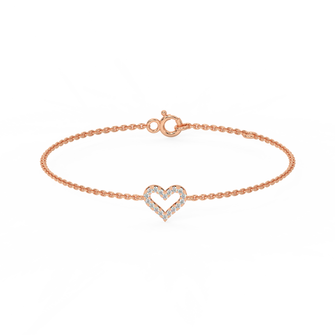 Open Heart Chain Lab Grown Diamond Bracelet by Stefee
