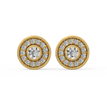 Load image into Gallery viewer, Trailing Round Halo Lab Grown Diamond Studs Earrings by Stefee