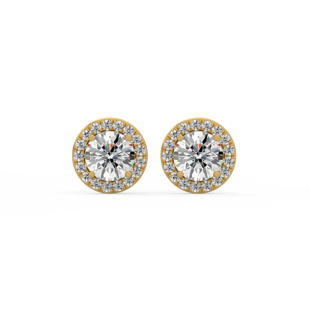 Lab Grown Diamond Round Halo Studs Earrings by Stefee