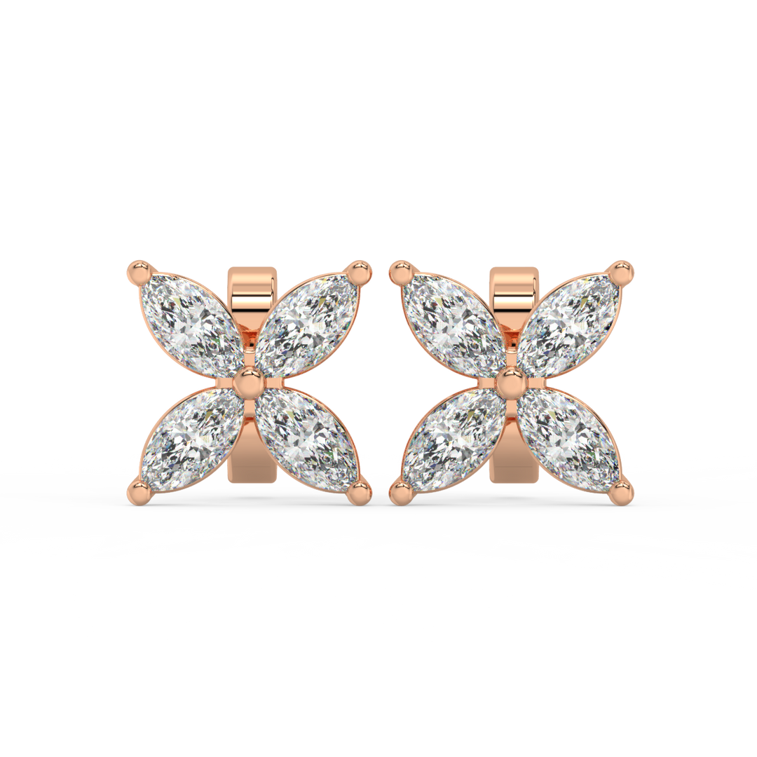 Marquise Flower Lab Grown Diamond Earrings by Stefee