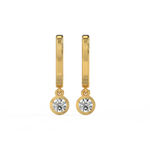 Load image into Gallery viewer, Lab Grown Diamond Bezel Drop Huggie Hoops Earrings by Stefee