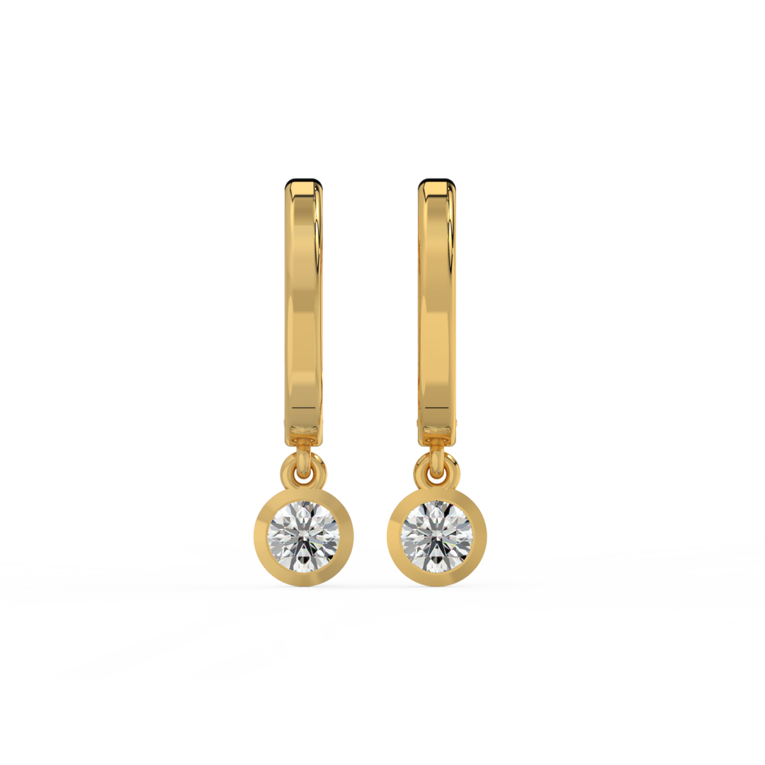Lab Grown Diamond Bezel Drop Huggie Hoops Earrings by Stefee