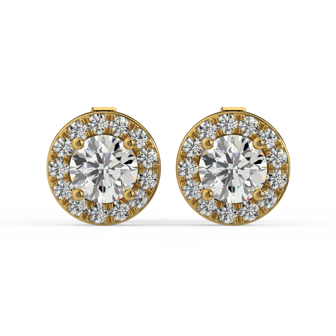 Lab Grown Diamond Round Halo Studs Earrings by Stefee