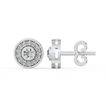 Load image into Gallery viewer, Trailing Round Halo Lab Grown Diamond Studs Earrings by Stefee