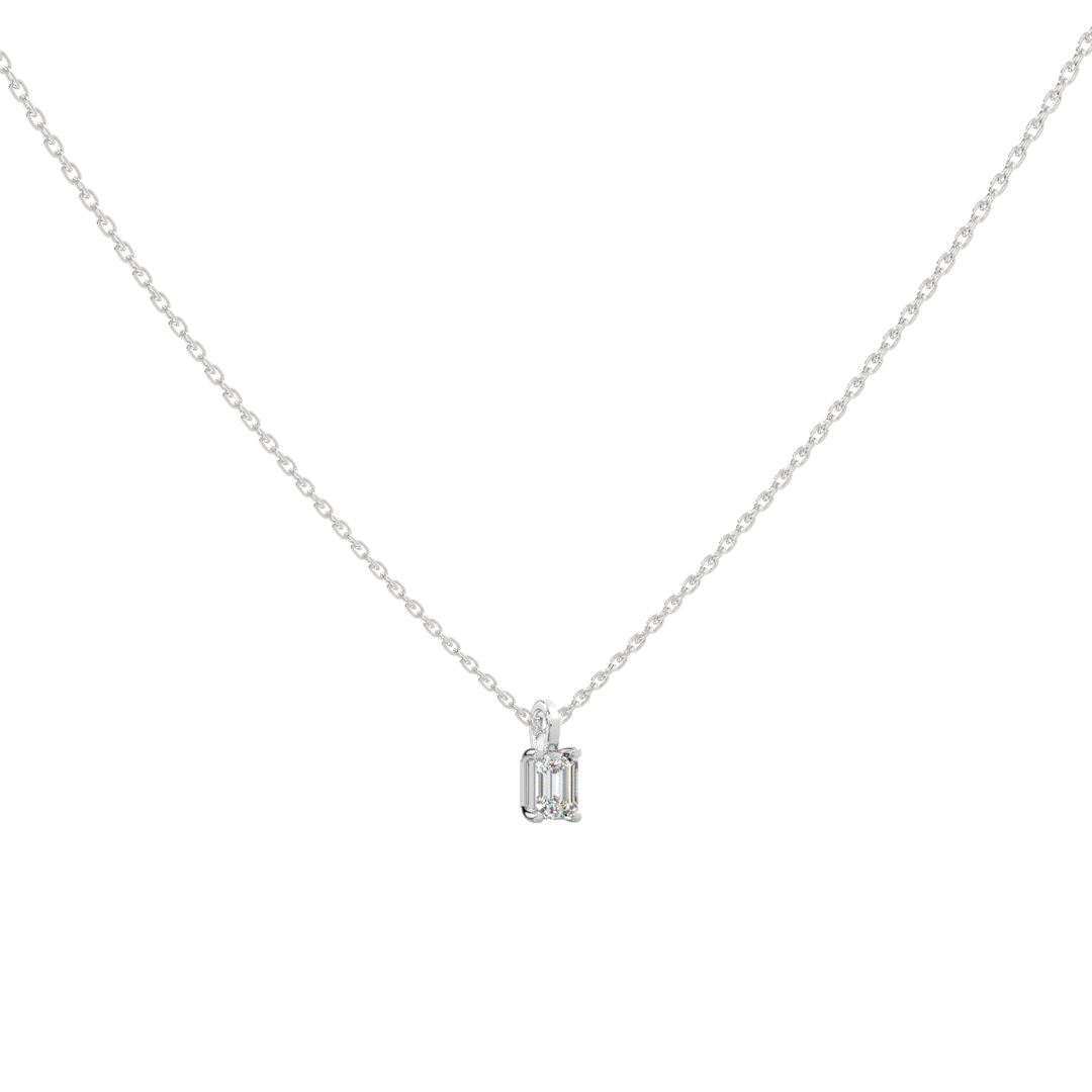 Solitaire Emerald Lab Grown Diamond Pendant by Stefee