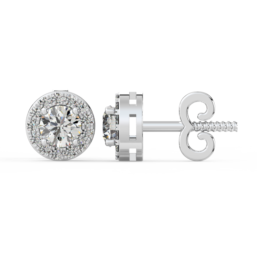 Lab Grown Diamond Round Halo Studs Earrings by Stefee