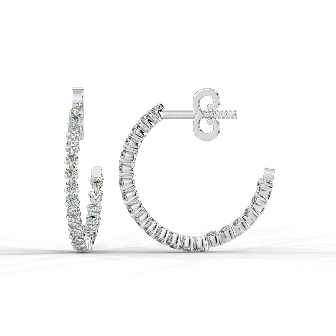 Inside-out Hoop Lab Grown Diamond Earrings by Stefee