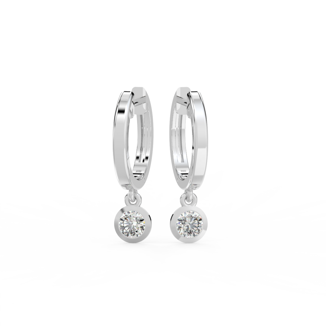 Lab Grown Diamond Bezel Drop Huggie Hoops Earrings by Stefee