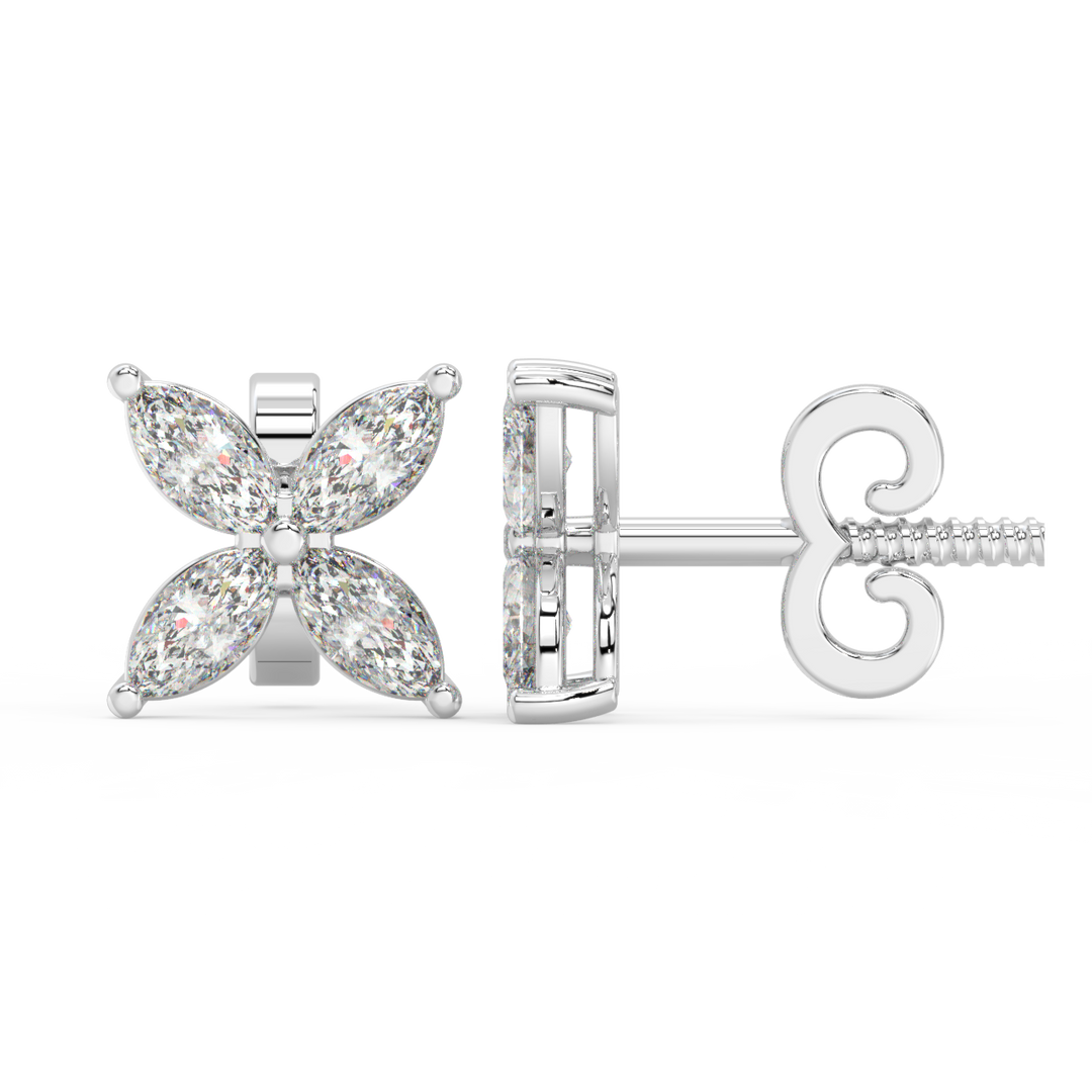 Marquise Flower Lab Grown Diamond Earrings by Stefee