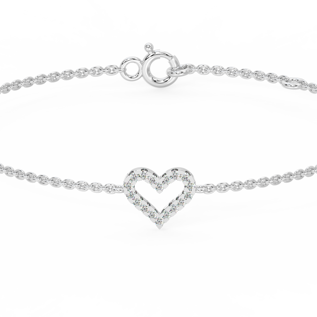 Open Heart Chain Lab Grown Diamond Bracelet by Stefee