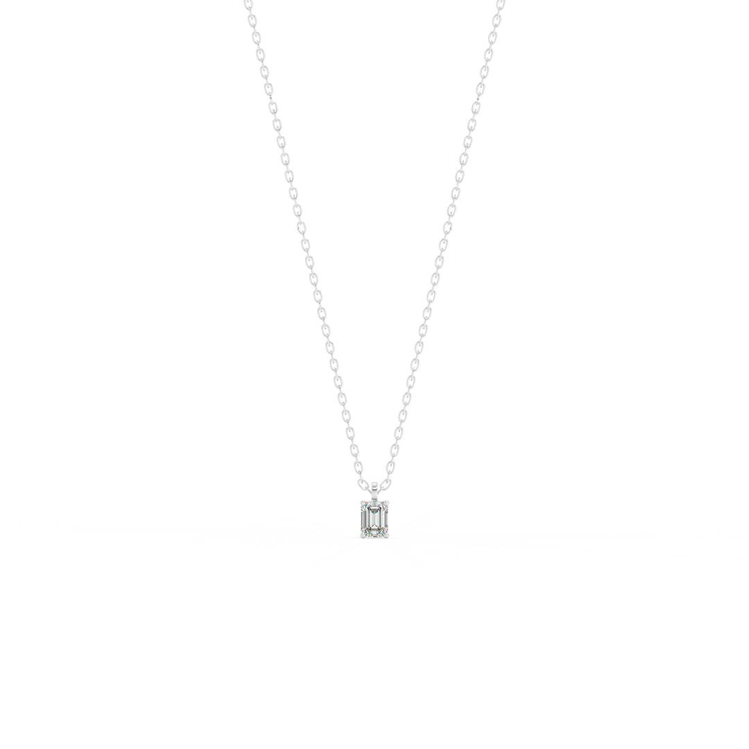 Solitaire Emerald Lab Grown Diamond Pendant by Stefee