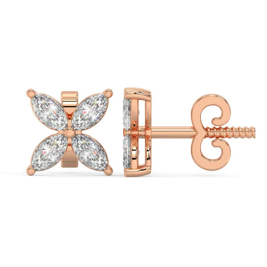 Marquise Flower Lab Grown Diamond Earrings by Stefee