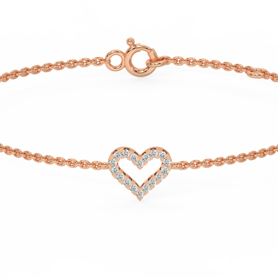 Open Heart Chain Lab Grown Diamond Bracelet by Stefee