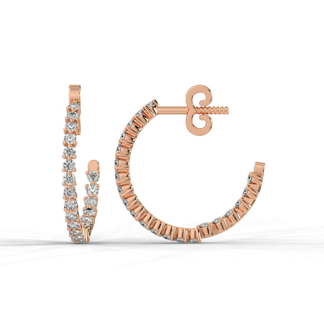 Inside-out Hoop Lab Grown Diamond Earrings by Stefee