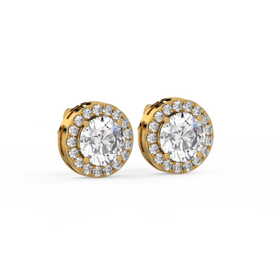 Lab Grown Diamond Round Halo Studs Earrings by Stefee