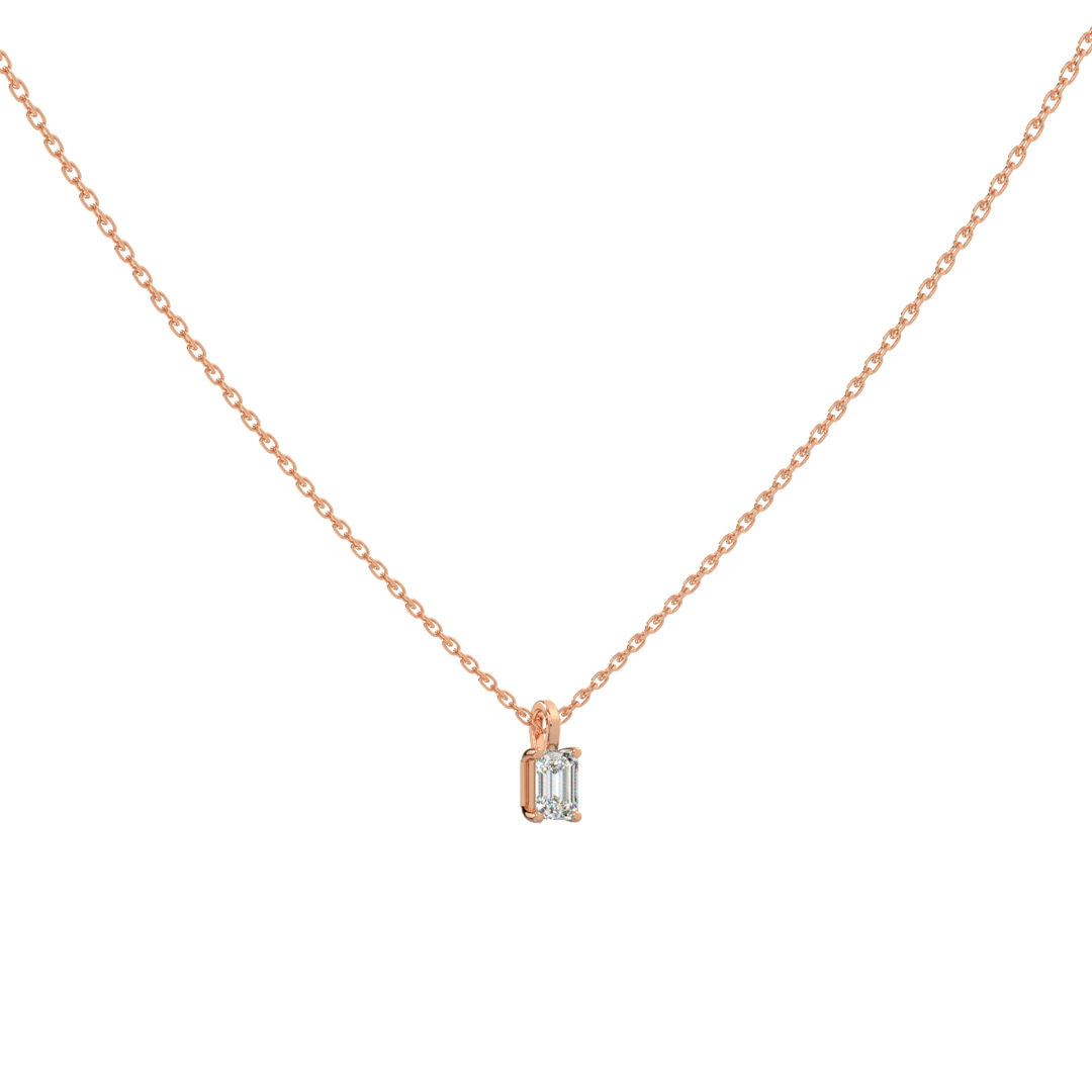 Solitaire Emerald Lab Grown Diamond Pendant by Stefee